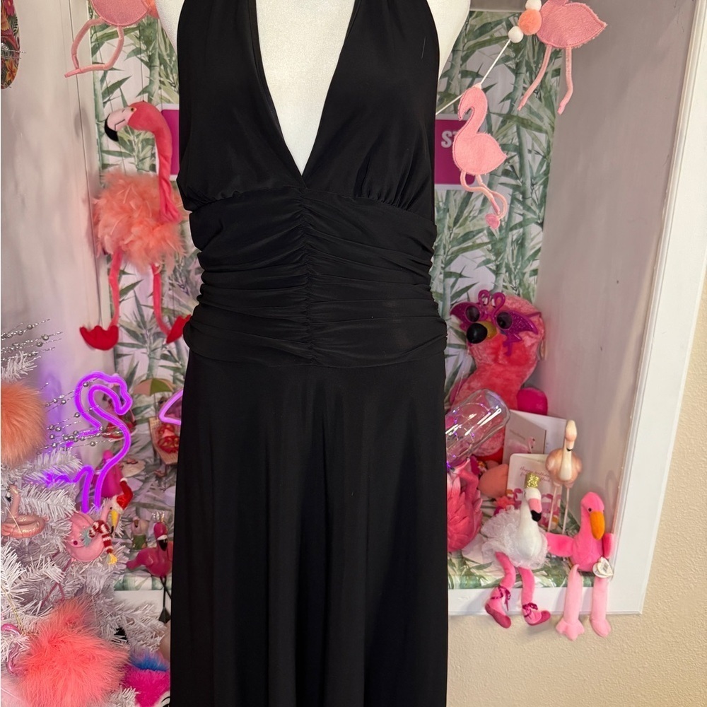 White House Black Market Elegant Backless Black Halter Dress